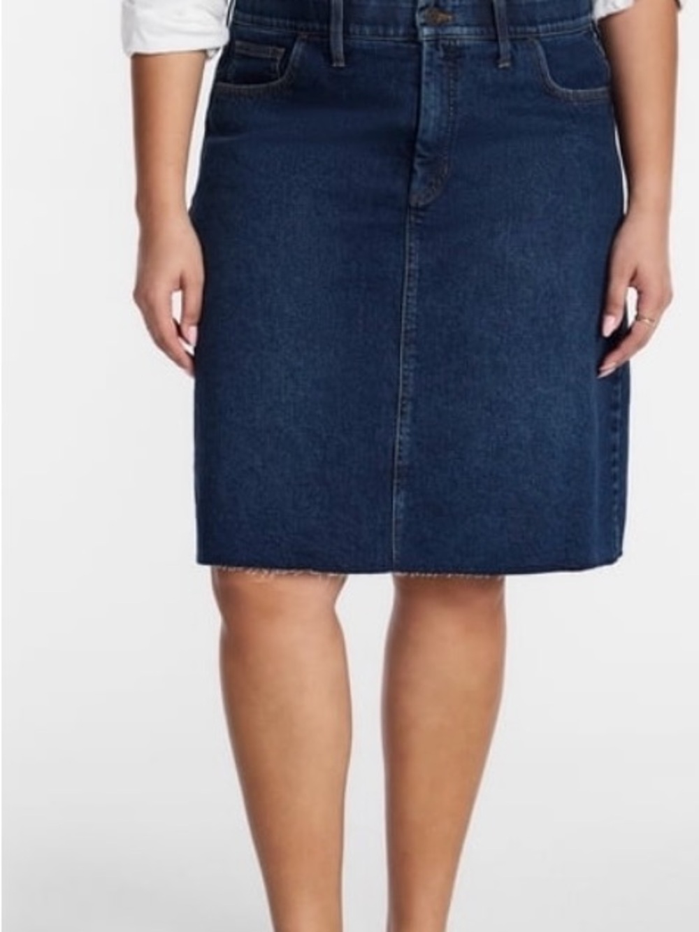 Terra & Sky Navy Blue Denim Mini Skirt with Raw Hem